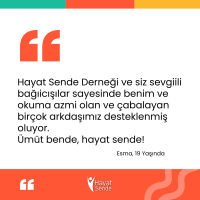 Yardıma ihtiyacı olan bu kadar kişiye imkan sağlmanız bizim için bir ömür boyu unutulmayacak! Bağışlarınızın birçok gence yeni umut kapıları açması dileğiyle... (1)